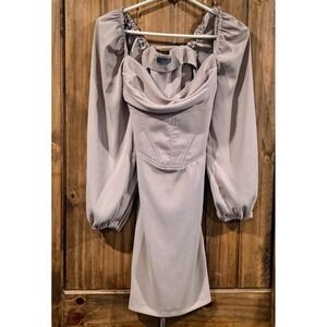 Lichi Bodycon Dress Womens Small Light Pink Adjustable Back Balloon Sleeve